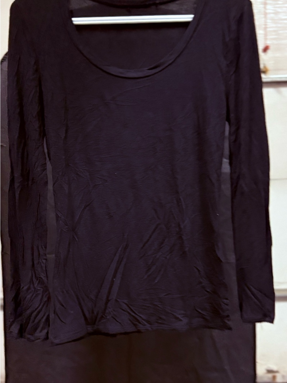 Classic Black Long-Sleeve Scoop Neck Top